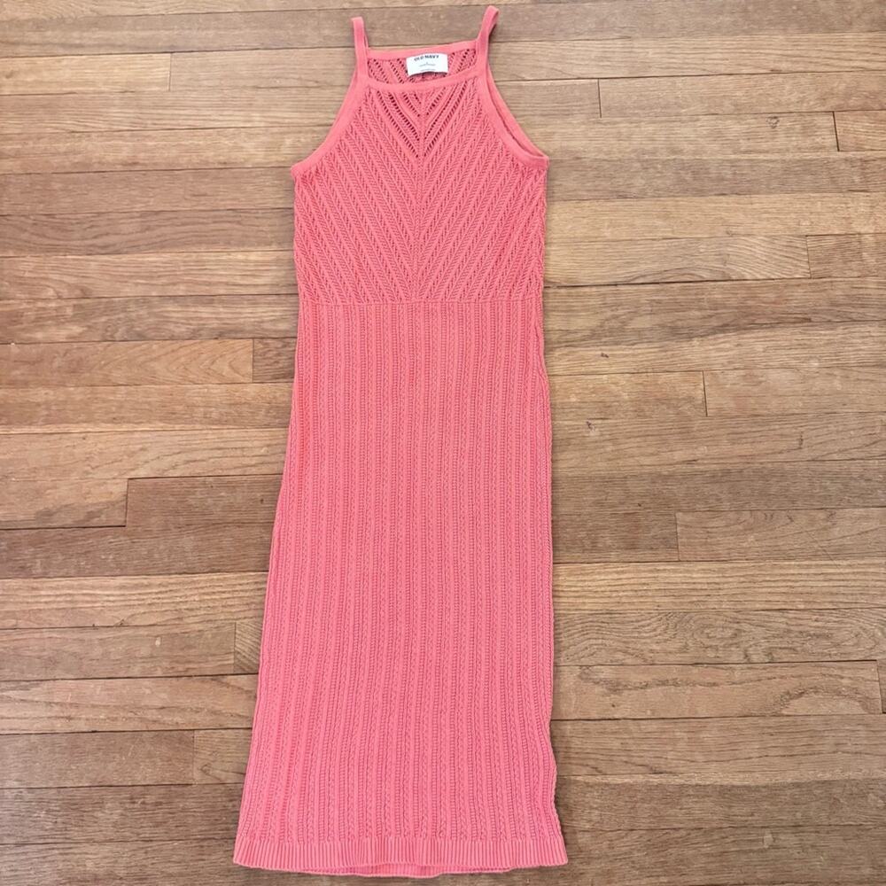Old Navy coral knit sleeveless knee length sheath dress size small S b70